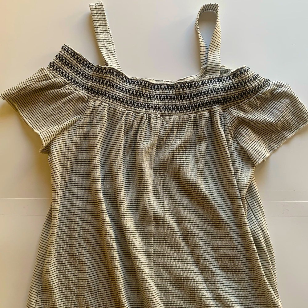 Off the shoulder striped shirt